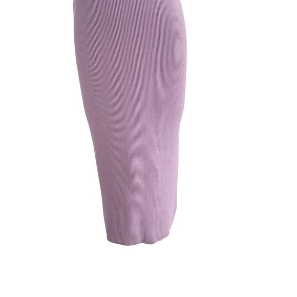 Gstq Lavender Ribbed Midi Dress V Neck Bodycon Knit Sleeveless Stretch NWT M - Picture 8 of 12